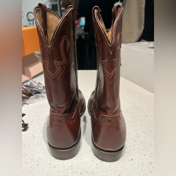 Lucchese sunset roper tan ranch brown leather western boots size 11 2 E - Picture 5 of 11